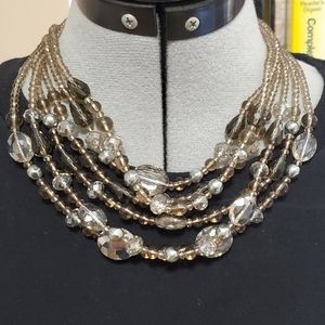 Gray bead multi-strand beaded necklace